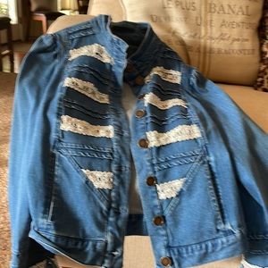 Cute jean jacket with lace detailing